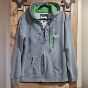 Billabong Grey Green Full Zip Cotton Blend Sweatshirt Hoodie Men's Size XL